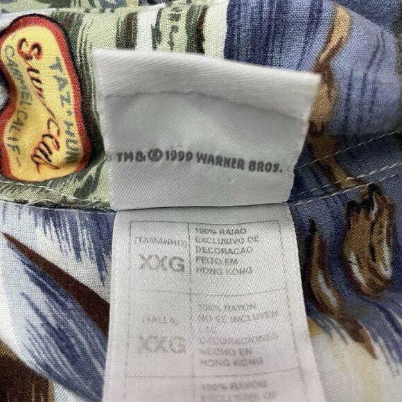 VTG Warner Bros Men's XXL Taz Devil Beach California Hawaiian Button-Up Shirt - Picture 9 of 9